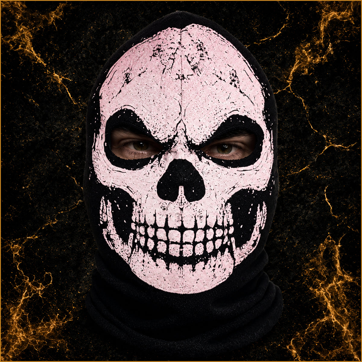 Skull Balaclava – Sturmhaube Schwarz mit Totenkopf-Print