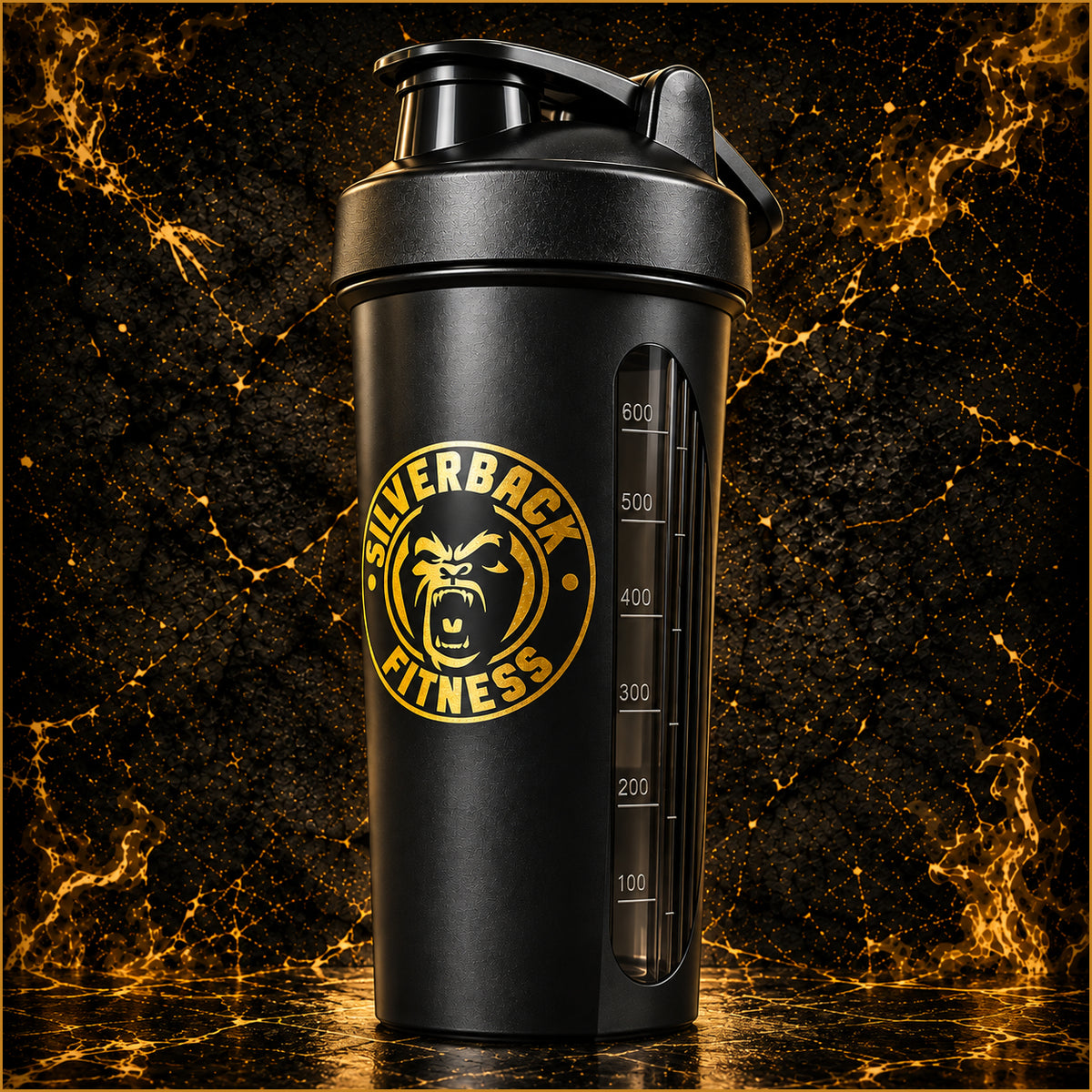 Silverback Fitness Shaker 600ml – Schwarz/Gold